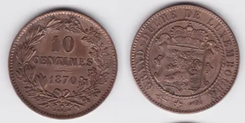 10 Centimes Kupfer Münze Luxemburg 1870 A vz (143329)