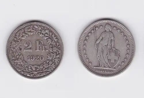 2 Franken Silber Münze Schweiz 1920 B (117163)