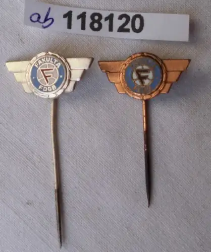 2 x DDR Anstecknadeln FDGB Fakulta für 10 und 15 Jahre Miniatur (118120)