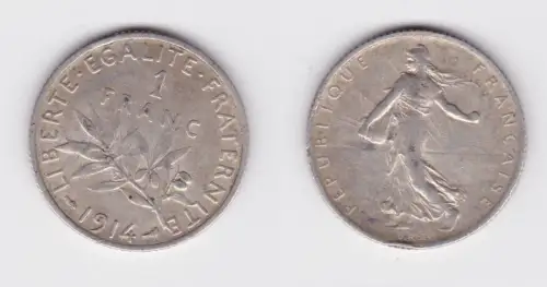 1 Franc Silber Münze Frankreich 1914 ss (139047)