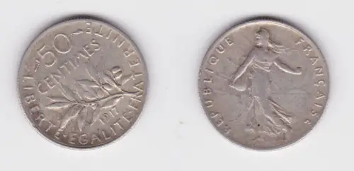 50 Centimes Silber Münze Frankreich 1917 ss (131346)