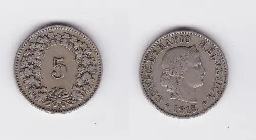 5 Rappen Kupfer Nickel Münze Schweiz 1915 B (117965)