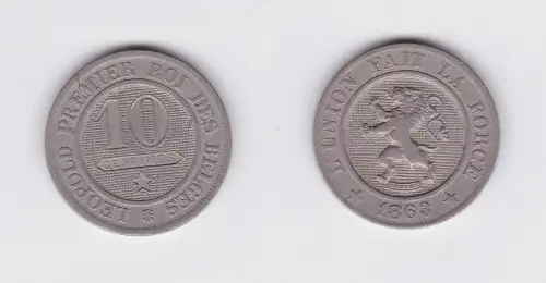10 Centimes Kupfer Nickel Münze Belgien 1863 (118471)