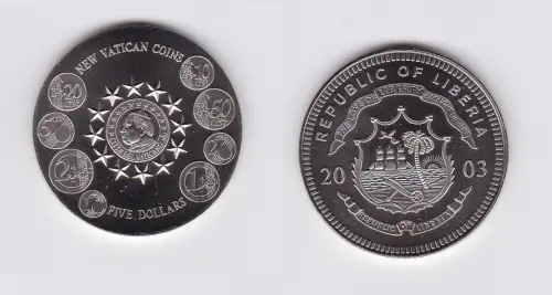 5 Dollar Nickel Münze Liberia 2003 neue Vatikanmünzen (118485)