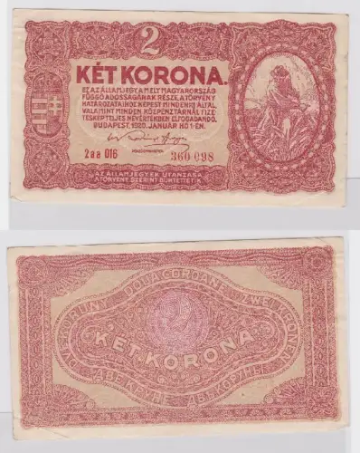 2 Kronen Banknote Ungarn 1.Januar 1920 (118185)