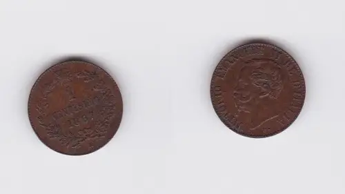1 Centesimo Kupfer Münze Italien 1867 M (119575)