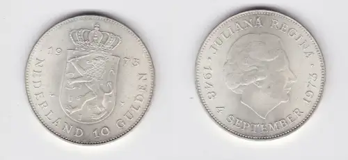 10 Gulden Silber Münze Niederlande 1973 (132248)