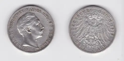 3 Mark Silbermünze Preussen Kaiser Wilhelm II 1912 A Jäger 103 (132524)