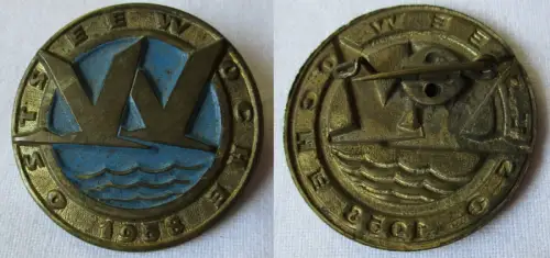 DDR Blech Abzeichen Ostseewoche 1958 (135245)