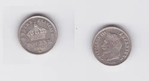 20 Centimes Silber Münze Frankreich 1867 (119901)