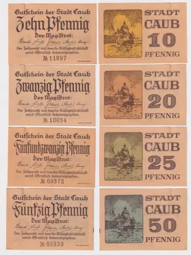 10,20,25,50 Pfennig Banknoten Notgeld der Stadt Caub o.D. (153794)