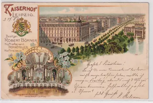52814 Ak Lithographie Leipzig Hotel Kaiserhof 1904