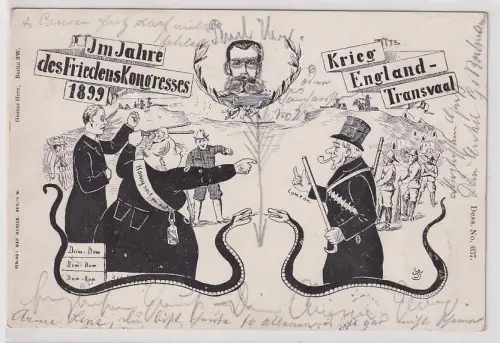 48561 Humor Ak Krieg England Transvaal der Friedens Kongress 1899