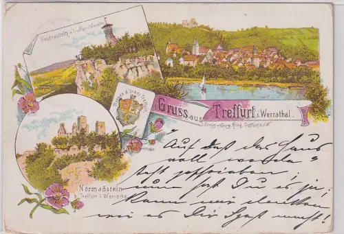 54097 Ak Lithographie Gruß aus Treffurt im Werrathal 1898