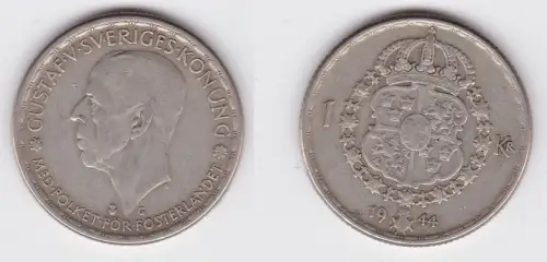 1 Krone Silber Münze Schweden 1944 (117341)