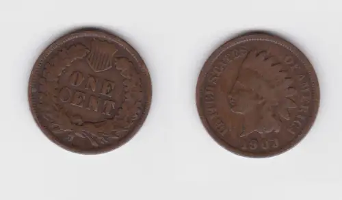 1 Cent Kupfer Münze USA 1903 ss (154565)
