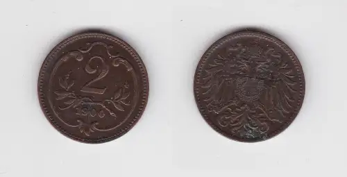 2 Heller Kupfer Münze Österreich 1900 (120970)