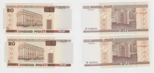 2 x 20 Rubel Banknote Weißrussland 2000 P 24 Kassenfrisch UNC (153559)