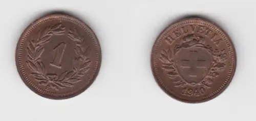 1 Rappen Kupfer Münze Schweiz 1940 B (154604)