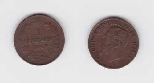 1 Centesimo Kupfer Münze Italien 1867 M (154351)