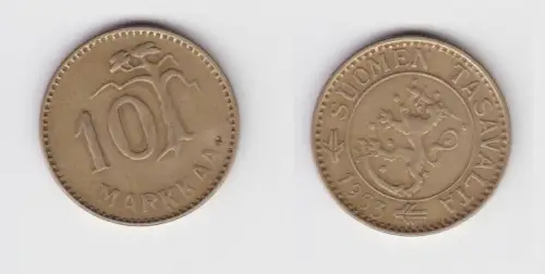10 Markkaa Messing Münze Finnland 1953 ss (154336)