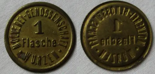 Messing Wertmarke 1 Flasche Molkerei-Genossenschaft Wurzen (154399)