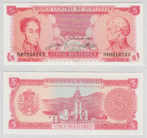 5 Bolivares Banknote Venezuela 1989 Pick 70 kassenfrisch UNC (154305)