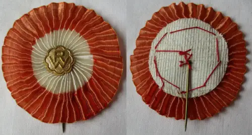rot weiße Rosette mit aufgelegtem Abzeichen Initialen RW um 1930 (123442)