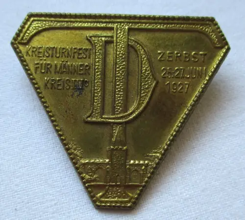 Blech Abzeichen Kreisturnfest für Männer Zerbst 25.-27.Juni 1927 (118537)