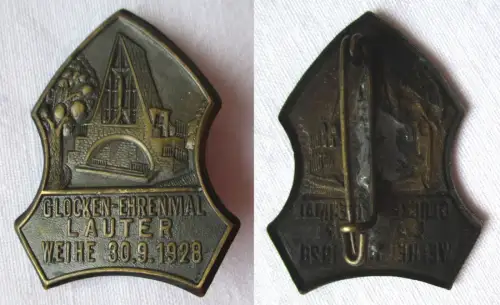 altes Blech Abzeichen Glocken-Ehrenmal Lauter Weihe 30. September 1928 (112875)