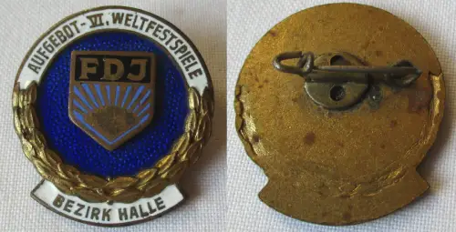 DDR FDJ Abzeichen Aufgebot VI. Weltfestspiele Bezirk Halle (150970)