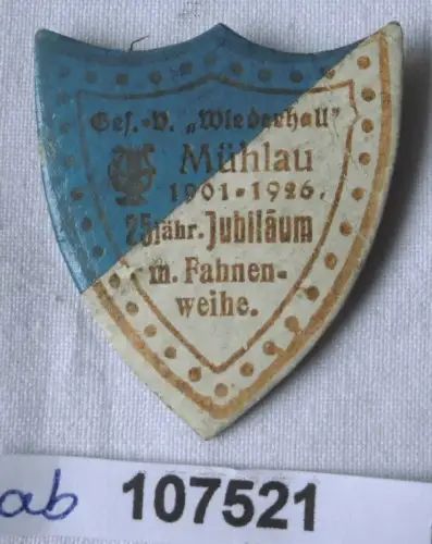 altes Papp Abzeichen Gesangverein Mühlau 1926 (107521)