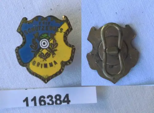 emailliertes Abzeichen private Schützengesellschaft Grimma um 1920 (116384)