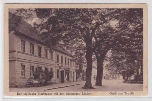 20153 Ak Gruß aus Teupitz Marktplatz mit den stämmigen Linden 1927