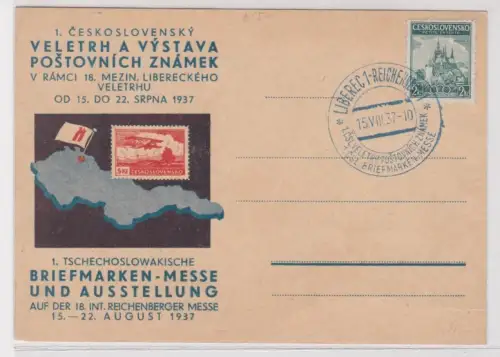 45105 Ak 1.Tschechoslowakische Briefmarken Messe & Ausstellung Reichenberg 1937