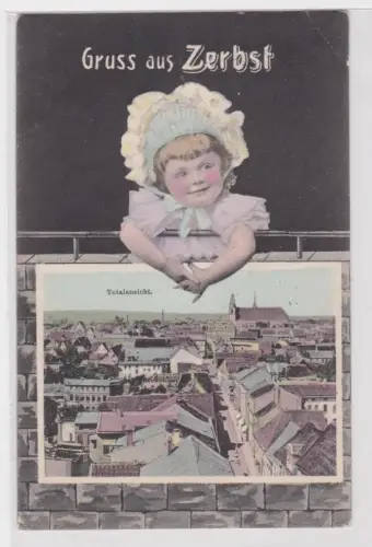 69275 Kinder Ak Gruß aus Zerbst Totalansicht 1910