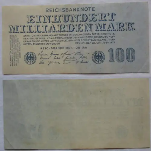100 Milliarden Mark Banknote Inflation Berlin 26.10.1923 Ro 123 (107721)