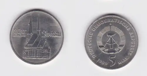 DDR Gedenk Münze 5 Mark Zwickau Katharinenkirche 1989 (158387)
