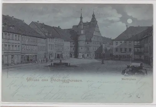 902254 Mondschein AK Gruss aus Hildburghausen - Marktplatz 1901
