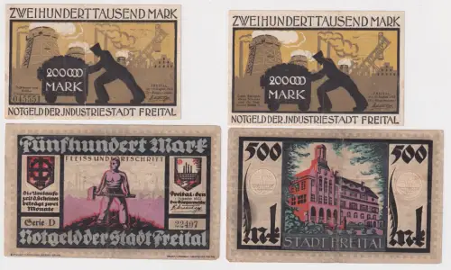 2 Banknoten Inflation Rat der Stadt Freital 1922/1923 (171532)