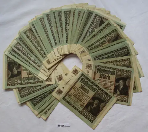 Sammlung mit 100 Banknoten 5000 Mark 2.12.1922 Ro. 80 (166381)