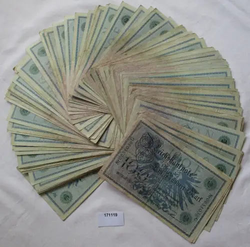 Sammlung mit 100 Banknoten 100 Mark 1908 Deutschland Rosenberg 34 (171119)