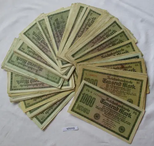 Sammlung mit 100 Banknoten 1000 Mark 15.9.1922 Ro. 75 (171113)