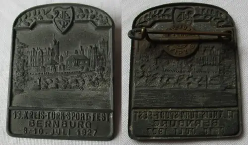 seltenes Blech Abzeichen 13.Kreisturn Sportfest Bernburg a. Saale 1927 (163059)