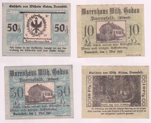 2 Banknoten Notgeld Dannefeld Altmark WarenhausW.Gadau 1.5.1921 (160659)