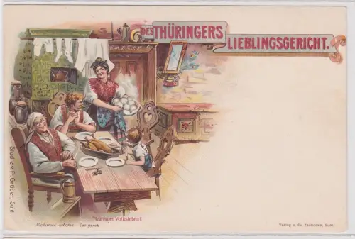 902244 Lithografie AK Des Thüringers Lieblingsgericht - Thüringer Volksleben I