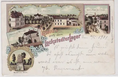 41202 Lithografie AK Gruss aus dem Lockstedter Lager - Hotel Stadt Hamburg 1901