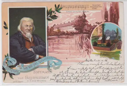 902360 AK Erinnerung an d. 100jährigen Geburtstag Hoffmann von Fallersleben 1900