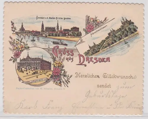 61248 Ak Lithografie Gruss aus Dresden Johanneum usw. um 1900