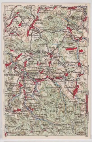 903478 Landkarten Ak Wona-Karte D Schwarzenberg, Zwönitz, Grünhain usw.